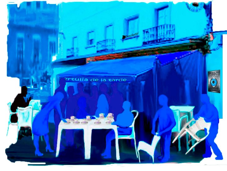 El cielo anuncia tempestad en la reunión del Café de la tertulia de la tarde.