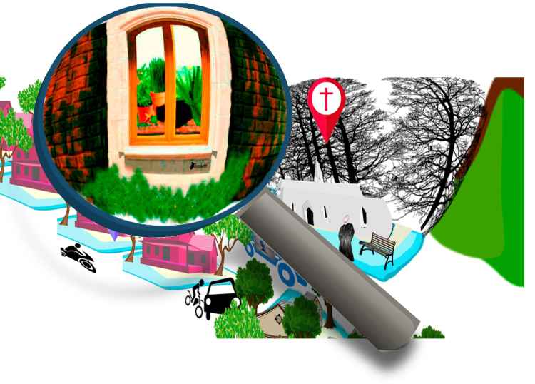 Mapa de la ciudad ficticia de Agnus. Detalle del Hostal Tandem, necesario para saber donde pasó a noche Saturnino Segundo y avanzar en juego de historias