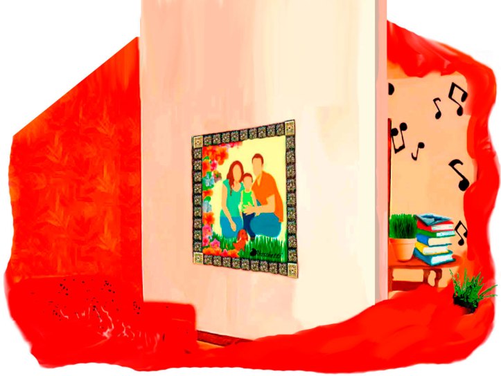 Las paredes de la casa de los padres de Saturnino Segundo se ven envueltas en el rojo de la discusión. La música la respuesta de él