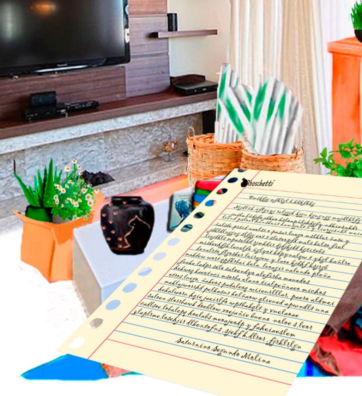 Primer plano de la Carta. En el salón del piso de Daniel. Sobre la mesa: la urna con las cenizas del gato negro (Bram), el libro Malas decisiones.